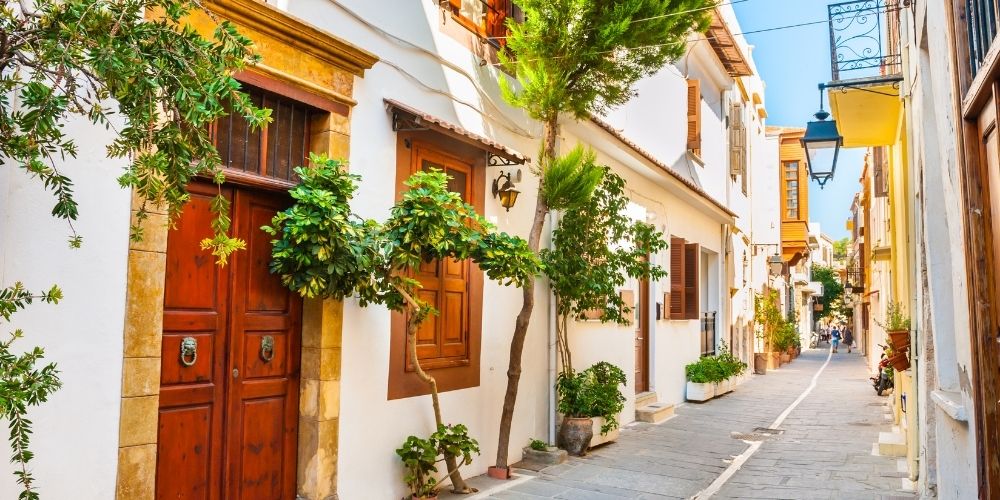 Beautiful street in Rethymno Crete Greece