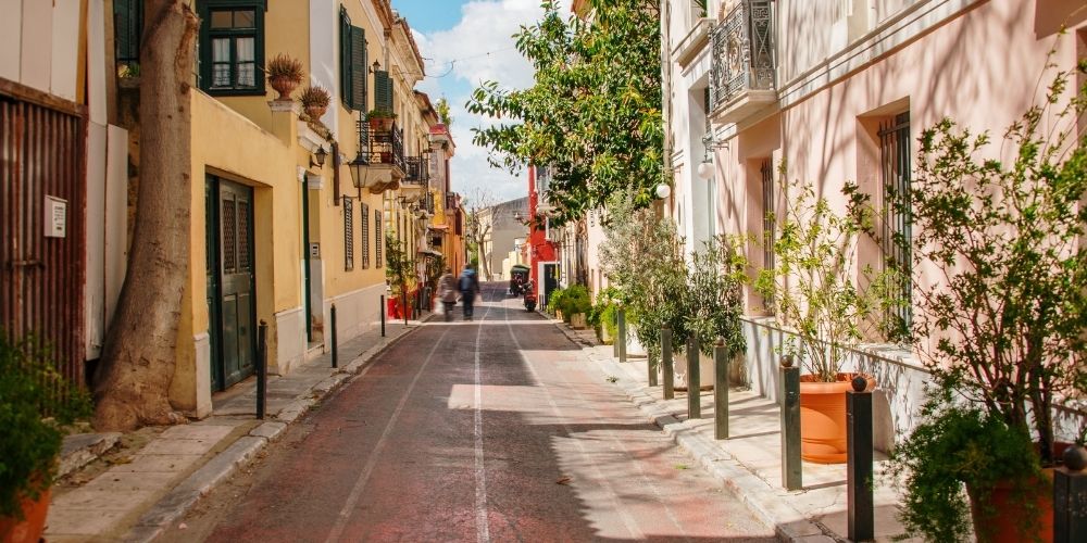 Street in Plaka Athens Greece